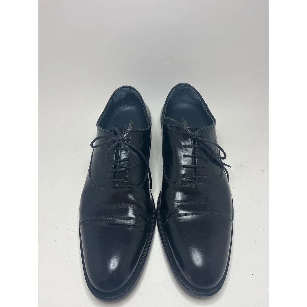 Johnston & Murphy Mens Oxford Shoes 9 M Black Leather Cap Toe Formal Dress Shoes